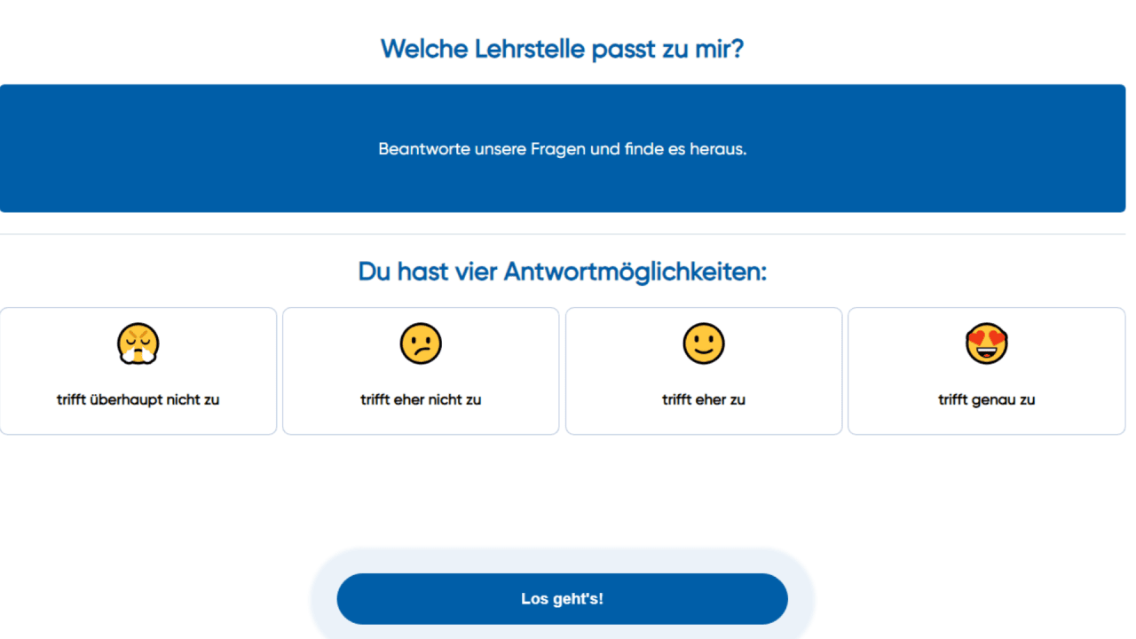 Mach unser Berufsquiz und finde die richtige Lehrstelle für dich!